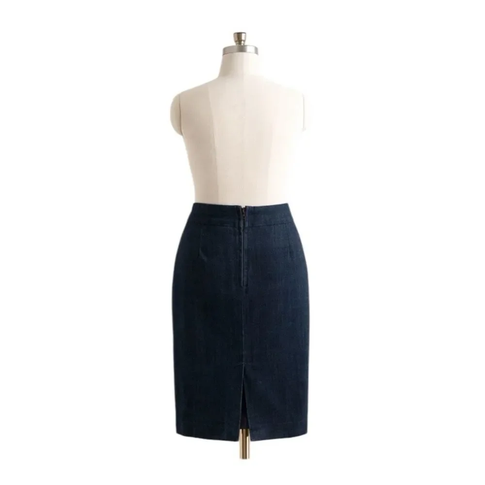 J.Crew Stretch Denim Pencil Skirt Size 6 Dark Wash